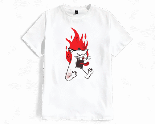 تیشرت طرح گربه آتیشی