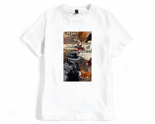 تیشرت نخ پنبه با طرح هنری دنیای وسترن