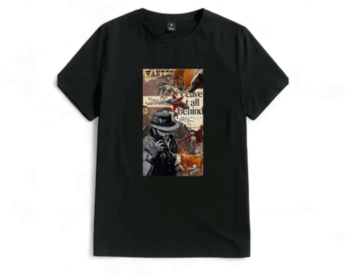 تیشرت نخ پنبه با طرح هنری دنیای وسترن