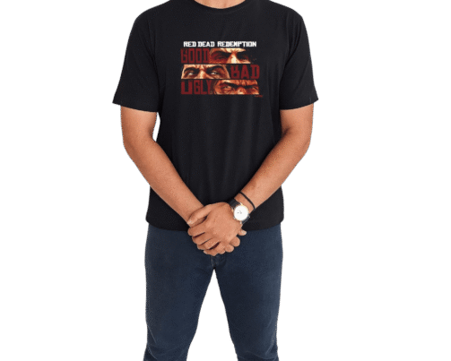 تیشرت مشکی گیمینگ با طرح Red Dead Redemption تن خور
