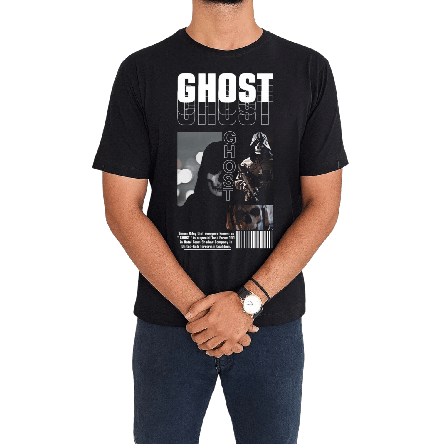 تیشرت گیمینگ طرح گوست تن خور